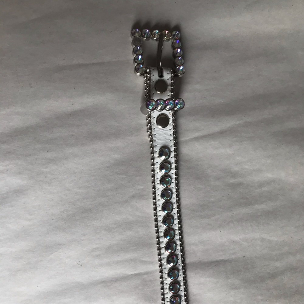 White gemstone studded belt